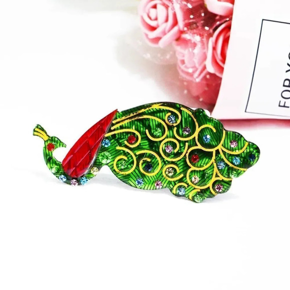 VQ Peacock Brooch - Picture 3 of 8